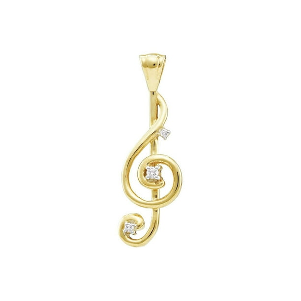 10KT Two-tone Gold Round Diamond Treble Clef Pendant .03 Cttw 10KT Two-tone Gold Round Diamond Treble Clef Pendant .03 Cttw